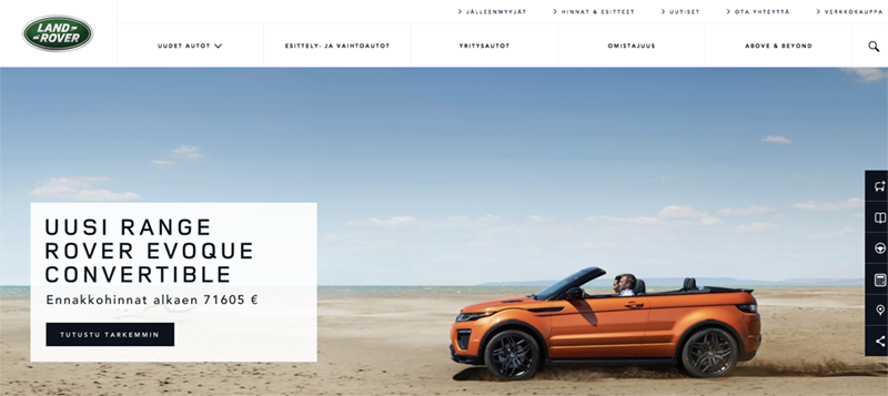 Land Rover -verkkosivu-uudistuksen myötä otettiin käyttöön Sivuviidakko CMS